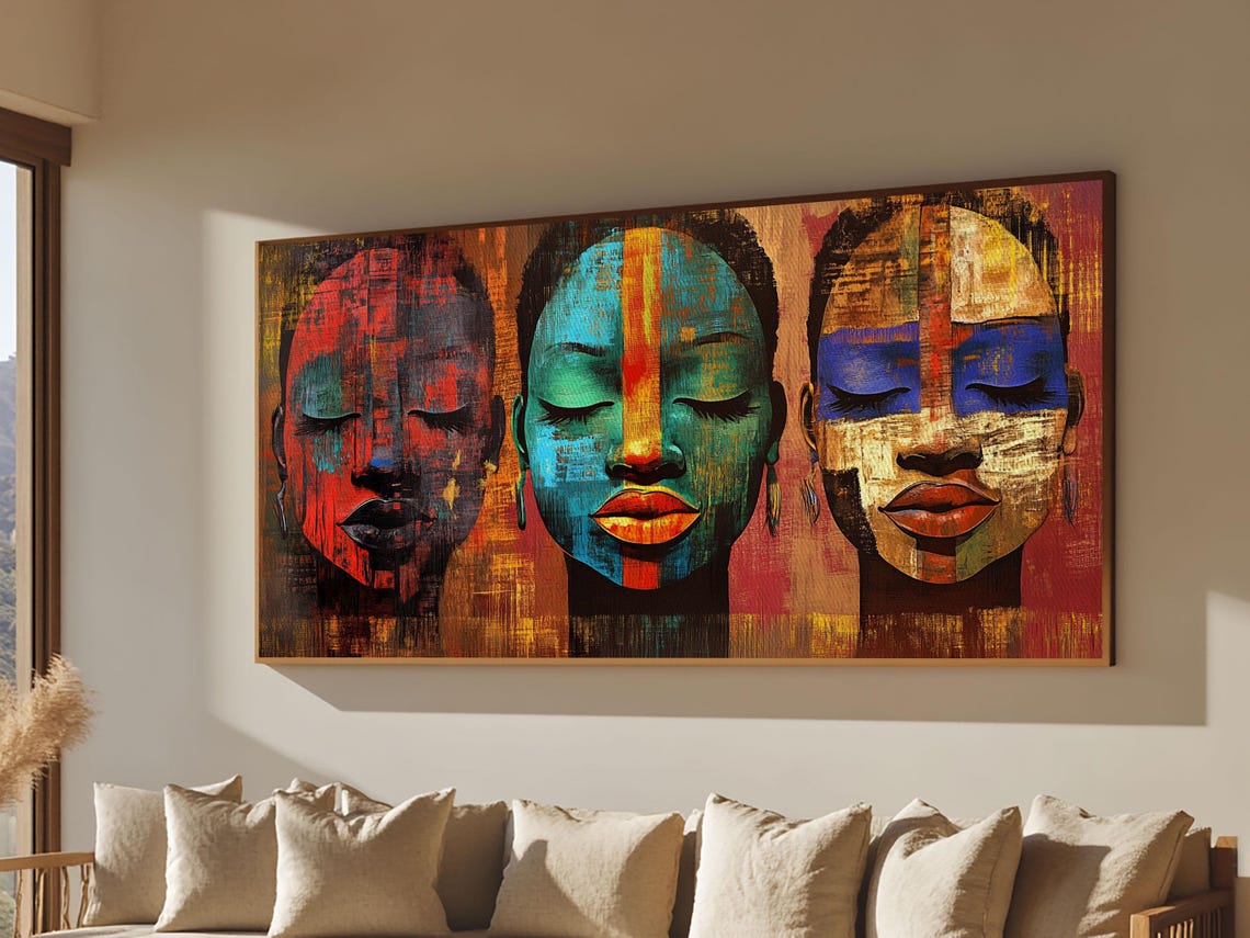 Vibrant African Faces Abstract Colorful Textured Afrocentric Poster - Image 2