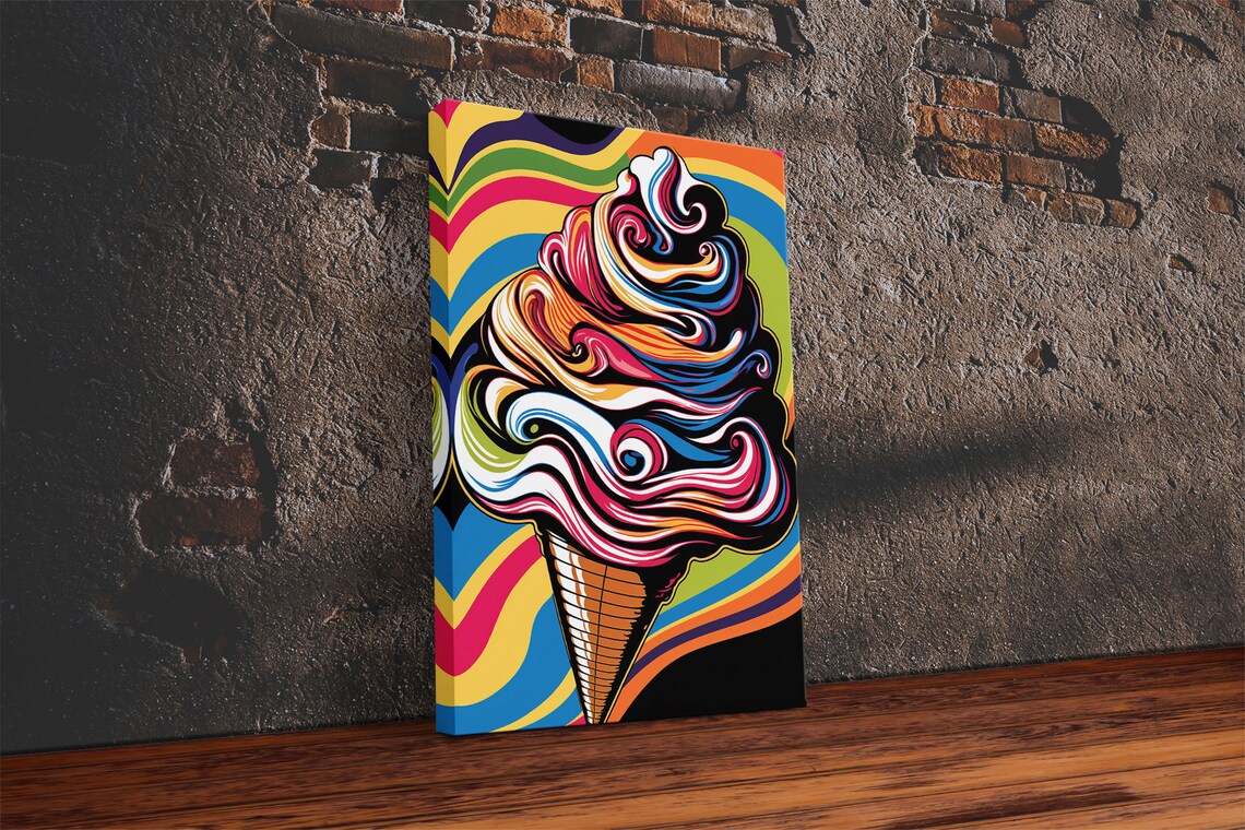Pop Art Ice Cream Cone Art Print, Psychedelic Style - Image 2