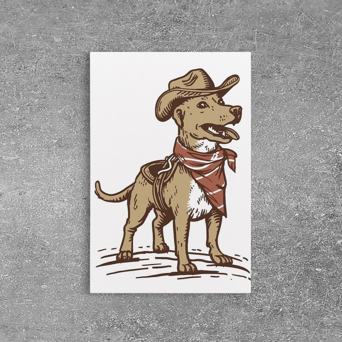 Cowboy Dog Vintage Style Puppy Hat Bandana Western Pet Wall Poster - Image 5