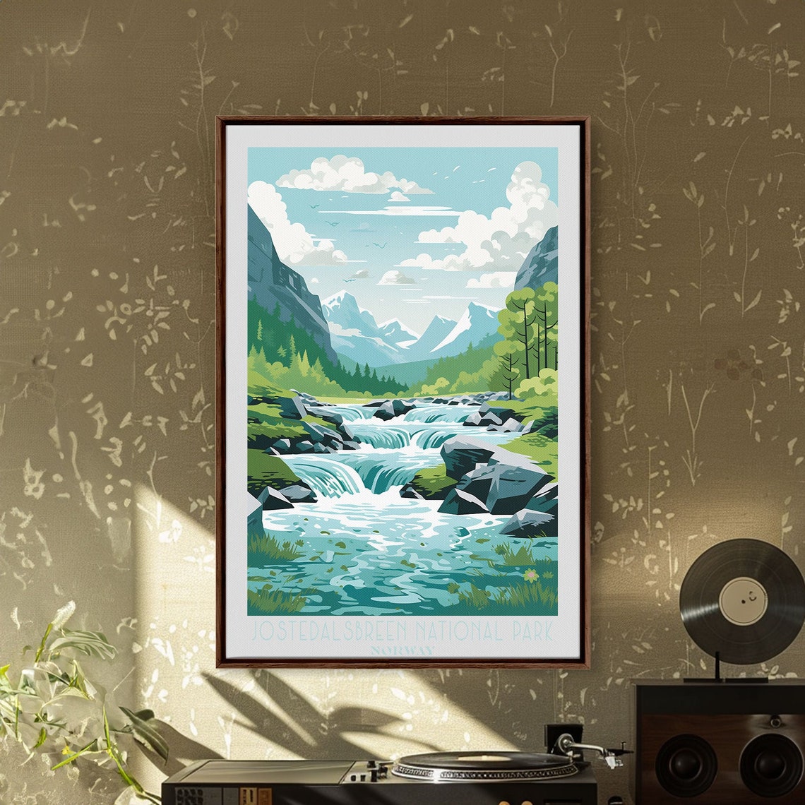 Jostedalsbreen National Park Norway Glacial River Falls View Poster - Image 6