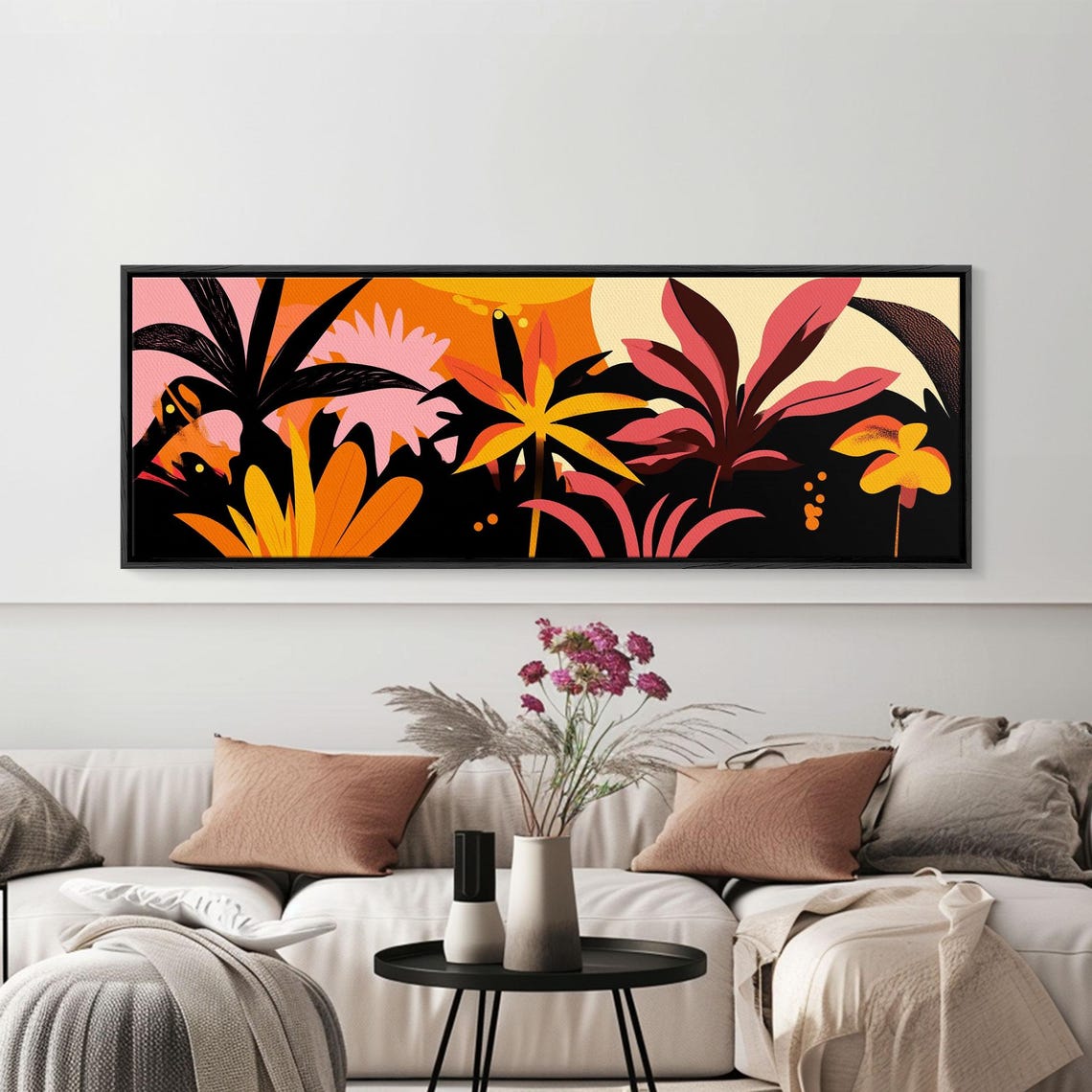 Colorful Tropical Jungle Floral Sunset Bold Botanical Art Poster - Image 4