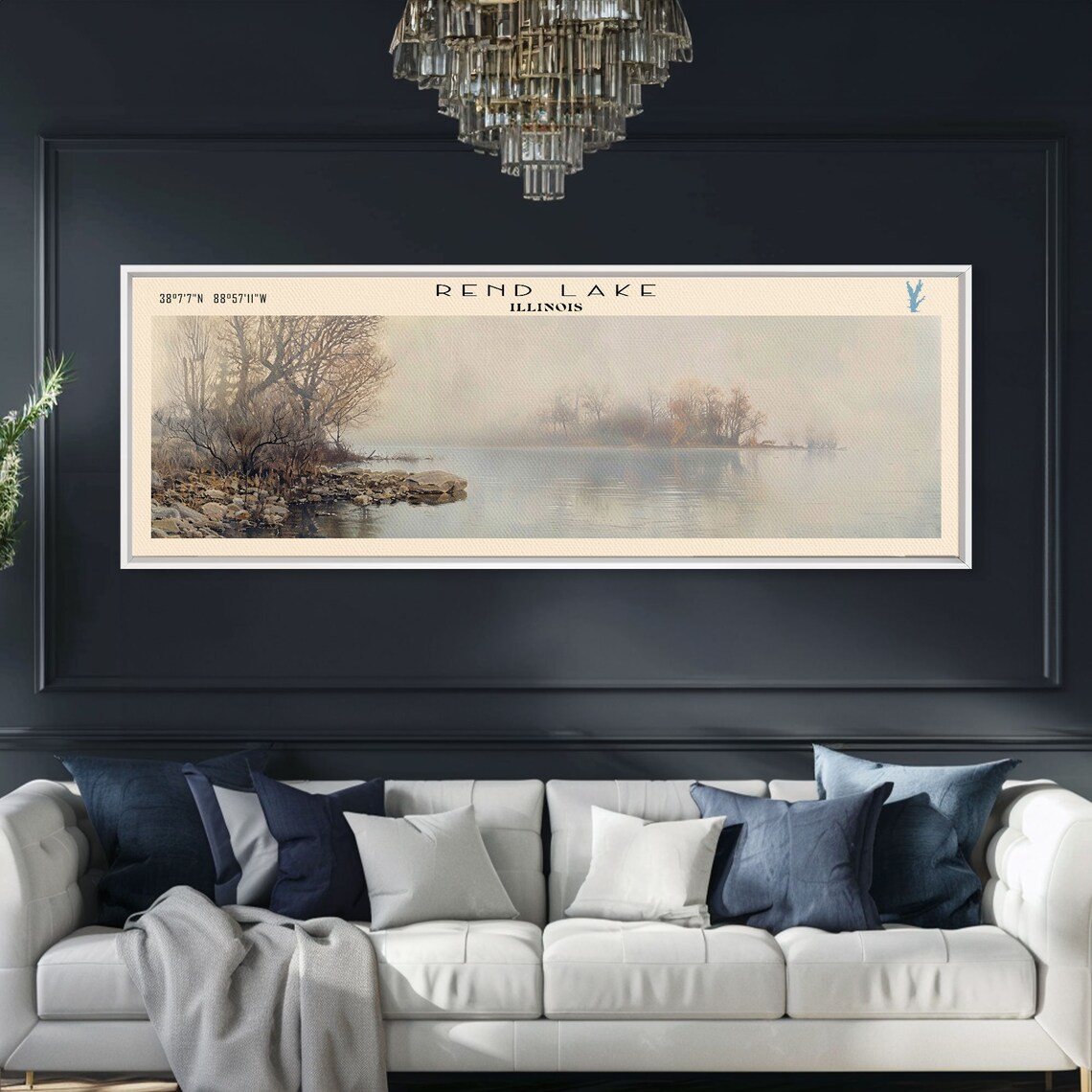 Rend Lake Illinois Foggy Winter Bare Trees Rocky Shore Travel Poster - Image 5