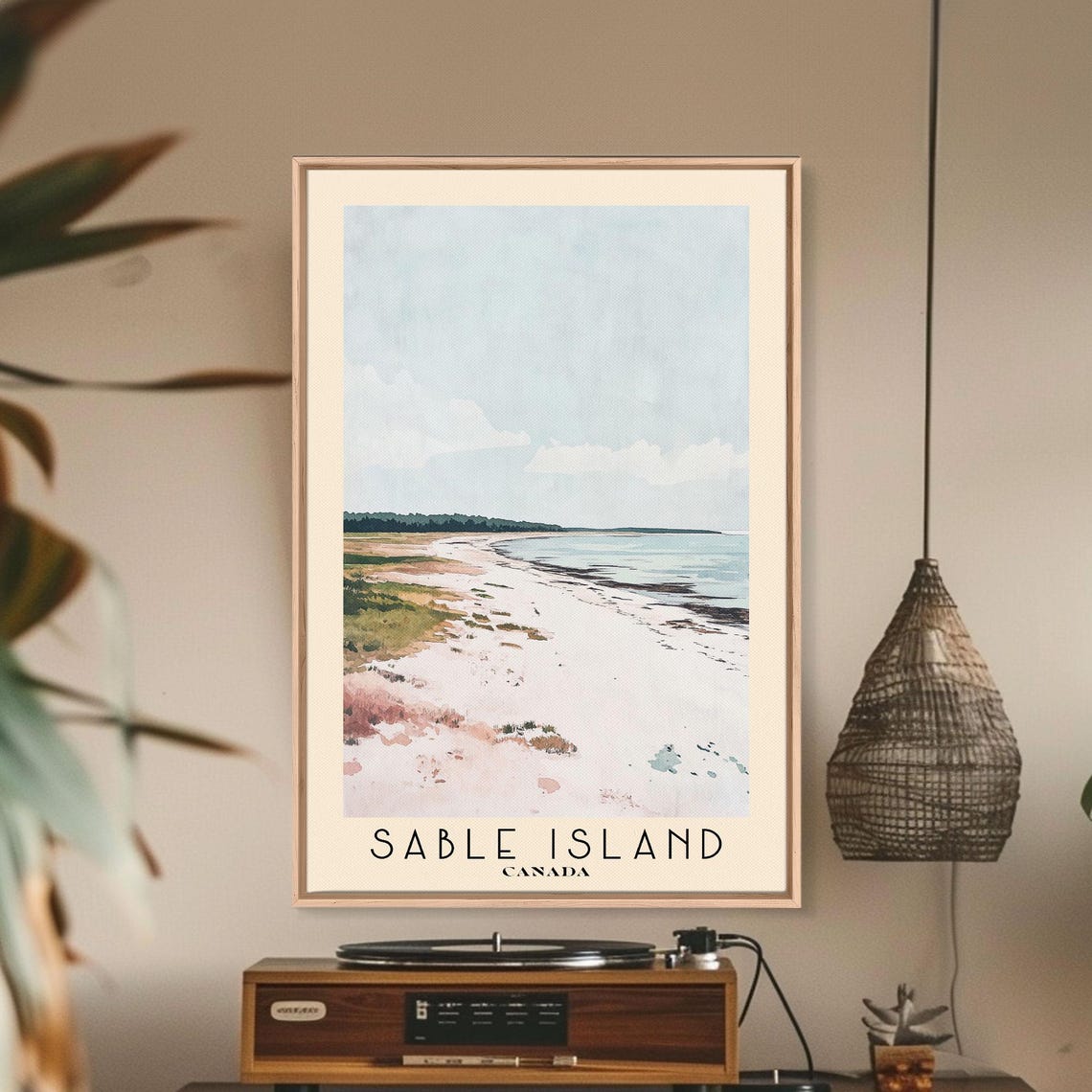 Sable Island Canada Long Empty Sand Spit Grass Dunes Calm Sea Poster - Image 3