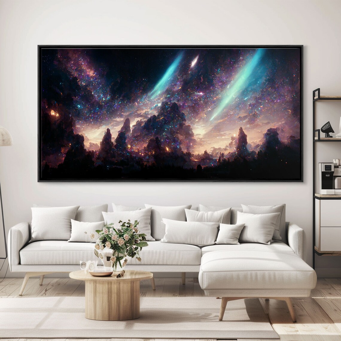 Aurora Borealis Over Norway, Mountain Landscape Art Print - Image 4