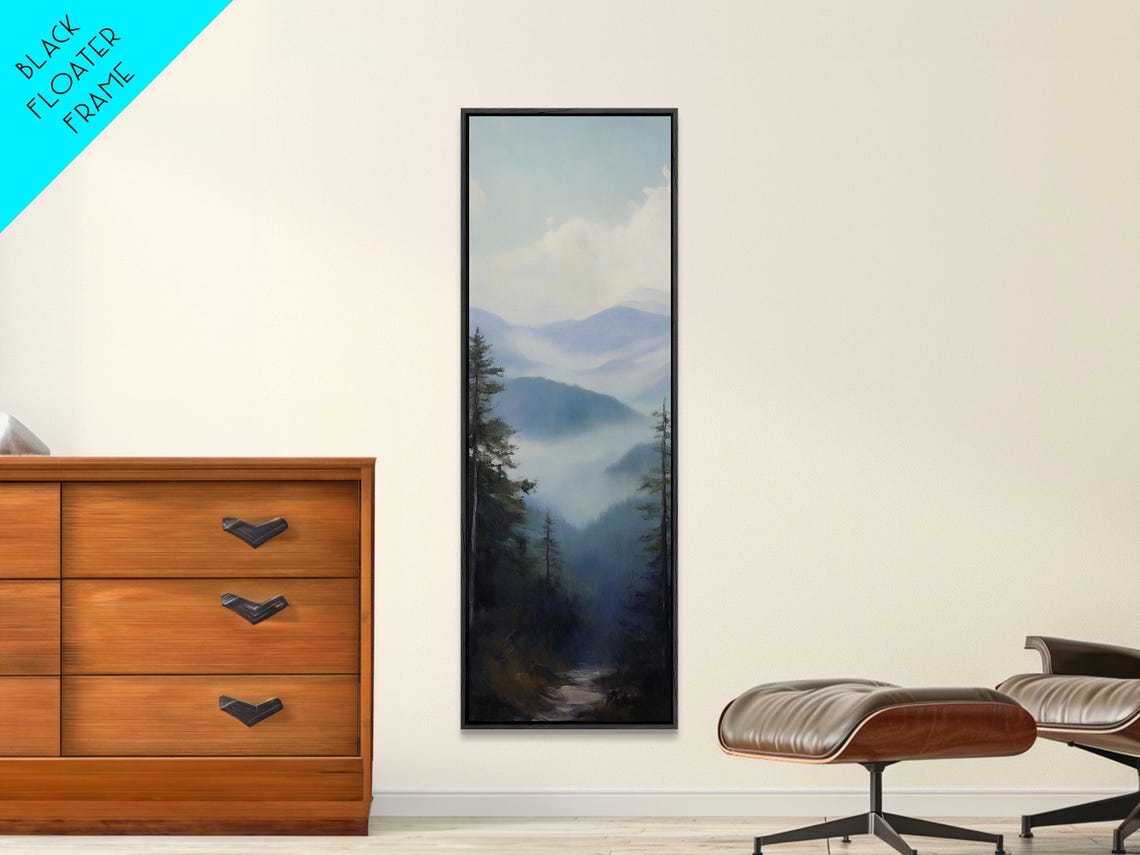 Soft Misty Mountain Fog Layers Blue Purple Calm Vertical Landscape - Image 3