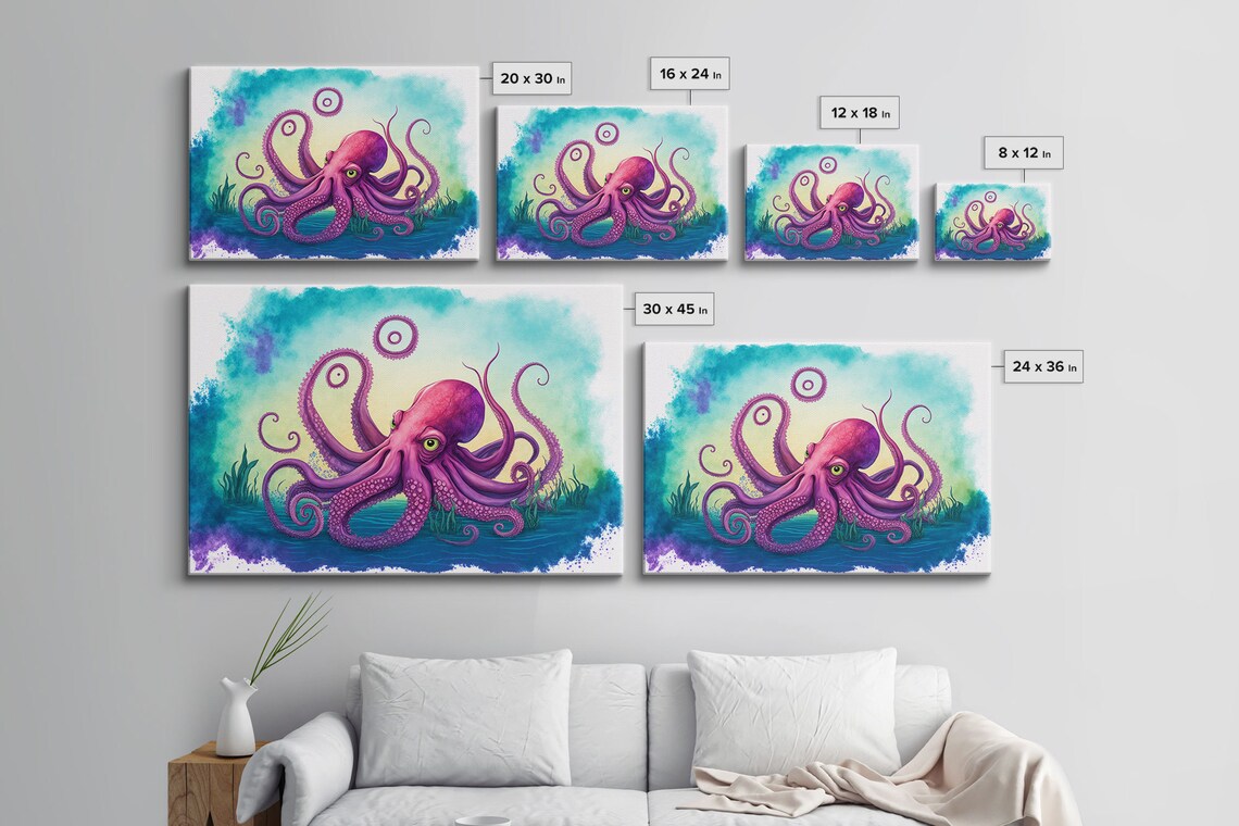 Octopus Art Animal Prints Framed Print Ocean Themed Wall Art - Image 2