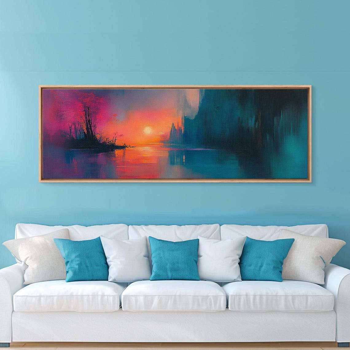 Sunset In The Swamp Moody Decor Framed Print Subdued Wall Art Home Decor - Image 6