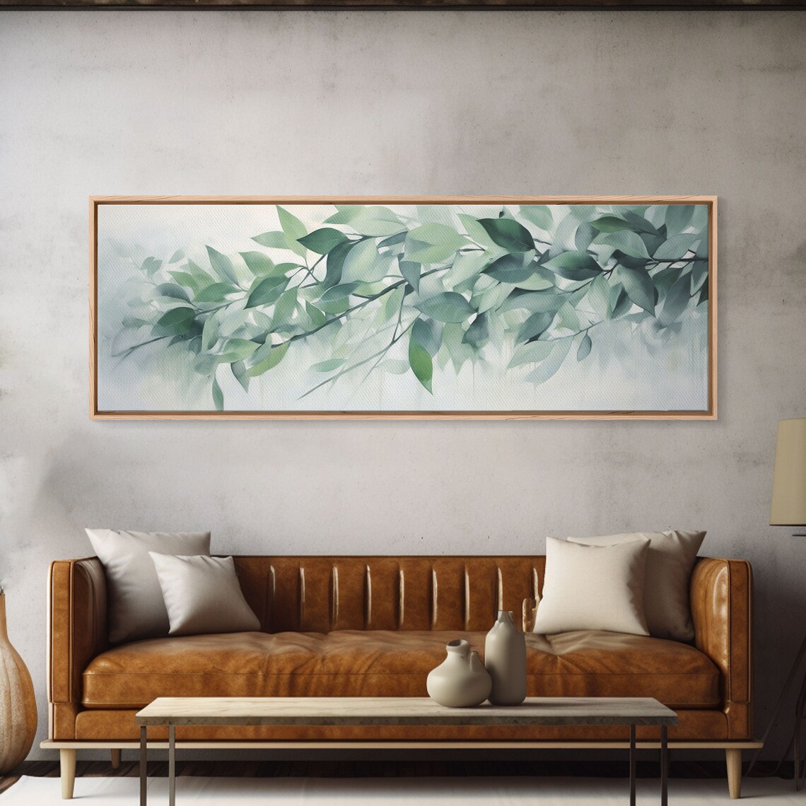 Green Botanical Oil Painting on Eucalyptus Art Print