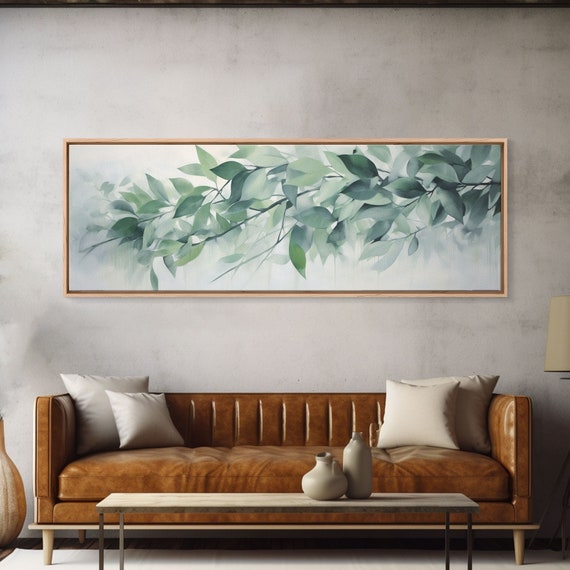 Green Botanical Oil Painting on Eucalyptus Art Print