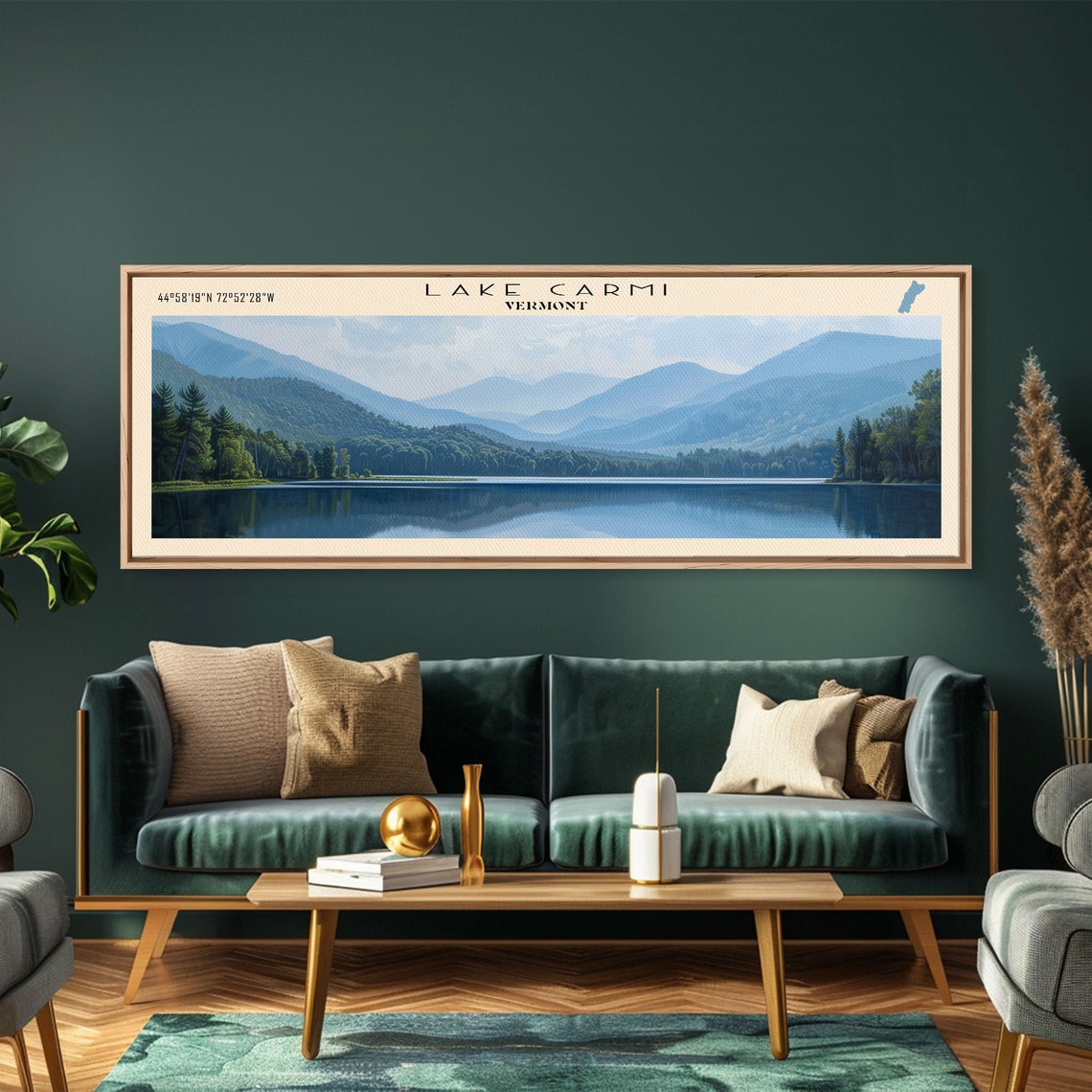 Lake Carmi Vermont Layered Blue Mountain Lake View Travel Poster - Image 4