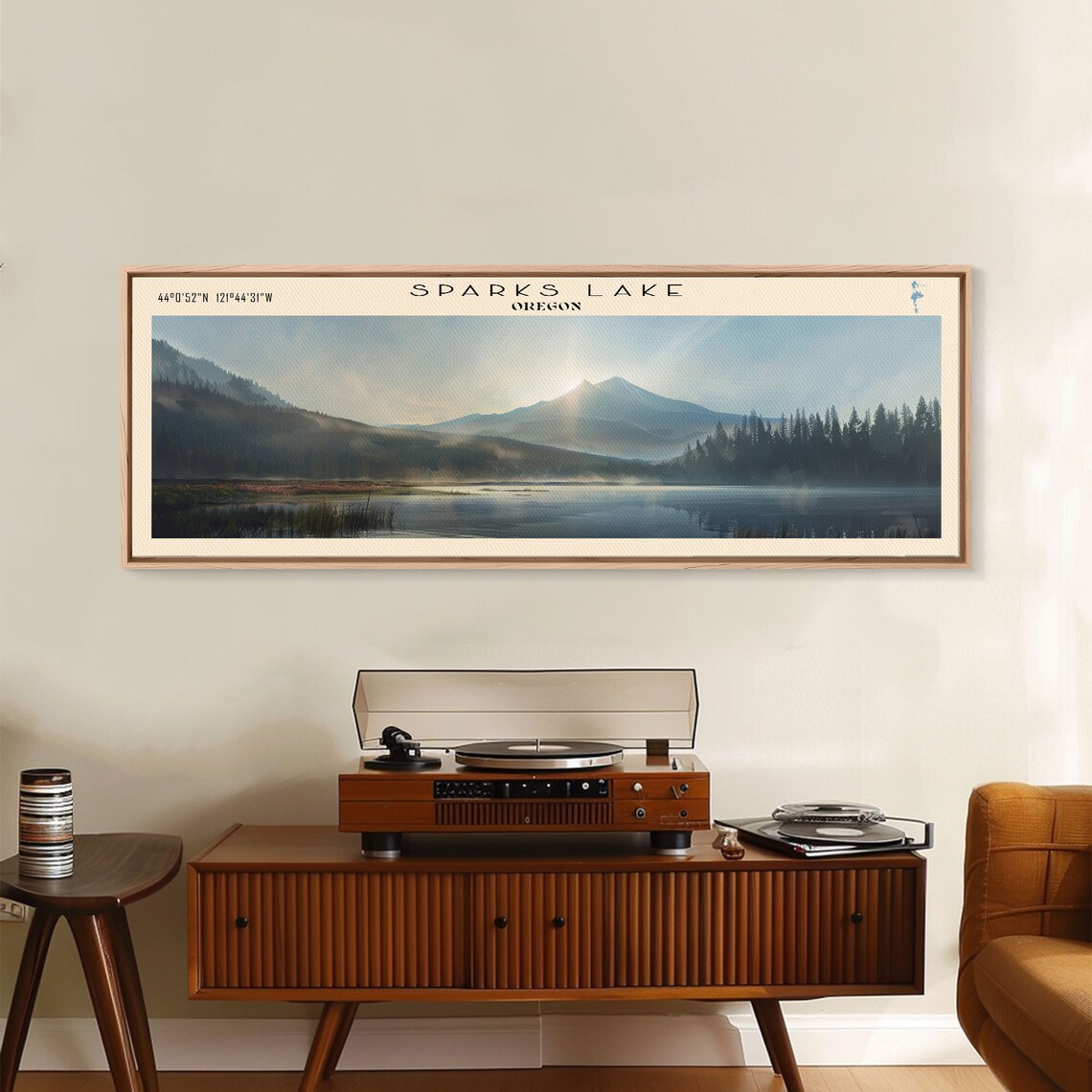 Sparks Lake Oregon Sunrise Behind Peak Misty Morning Travel Poster - Image 5