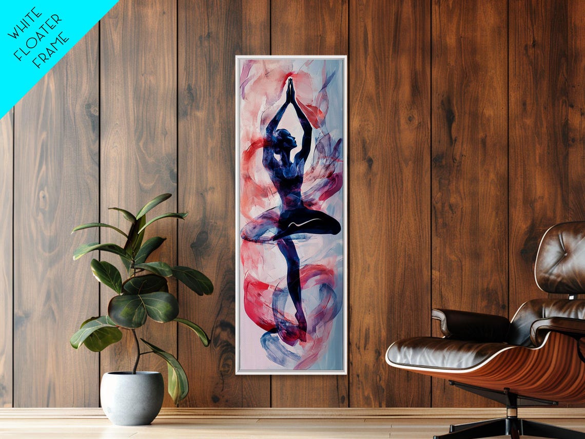 Yoga Tree Pose Meditating Woman Watercolor Zen Boho Wellness Poster - Image 2