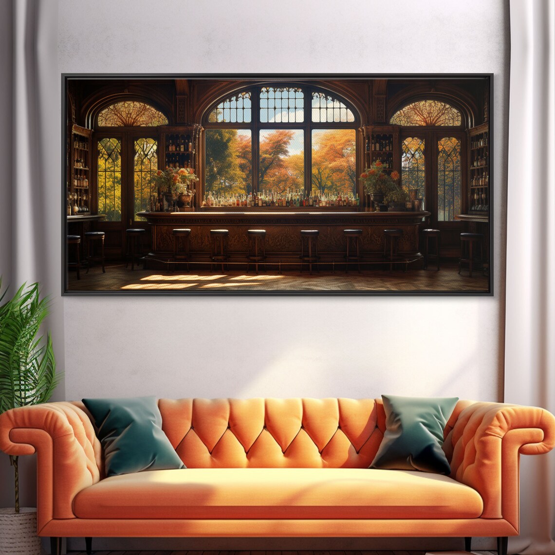 Old Victorian Wooden Bar Autumn View Oil Painting Style Poster - Image 4