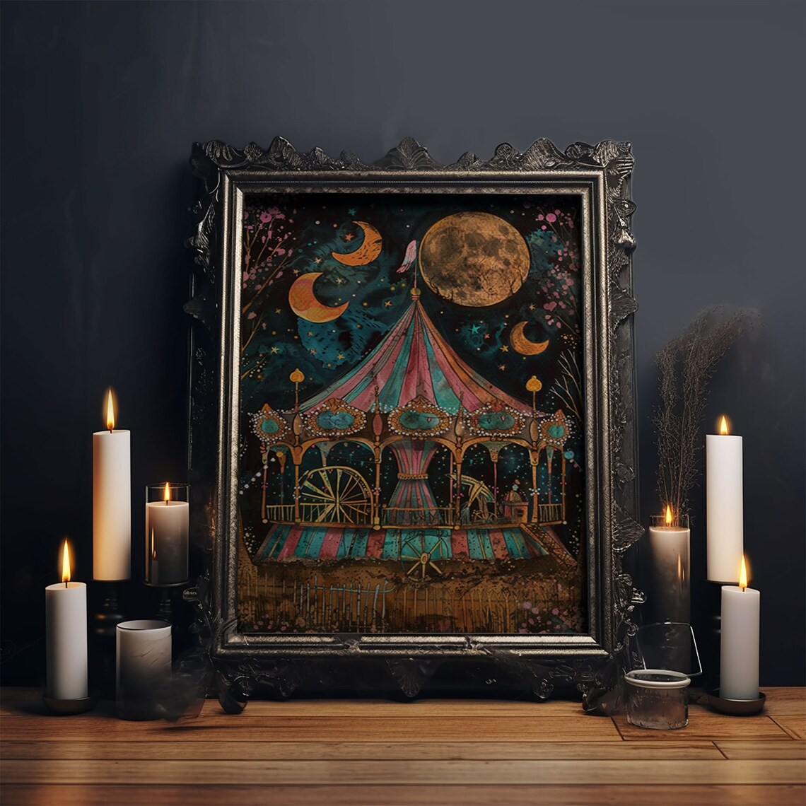 Spooky Haunted Carnival Halloween Cottage Core Art Print - Image 5