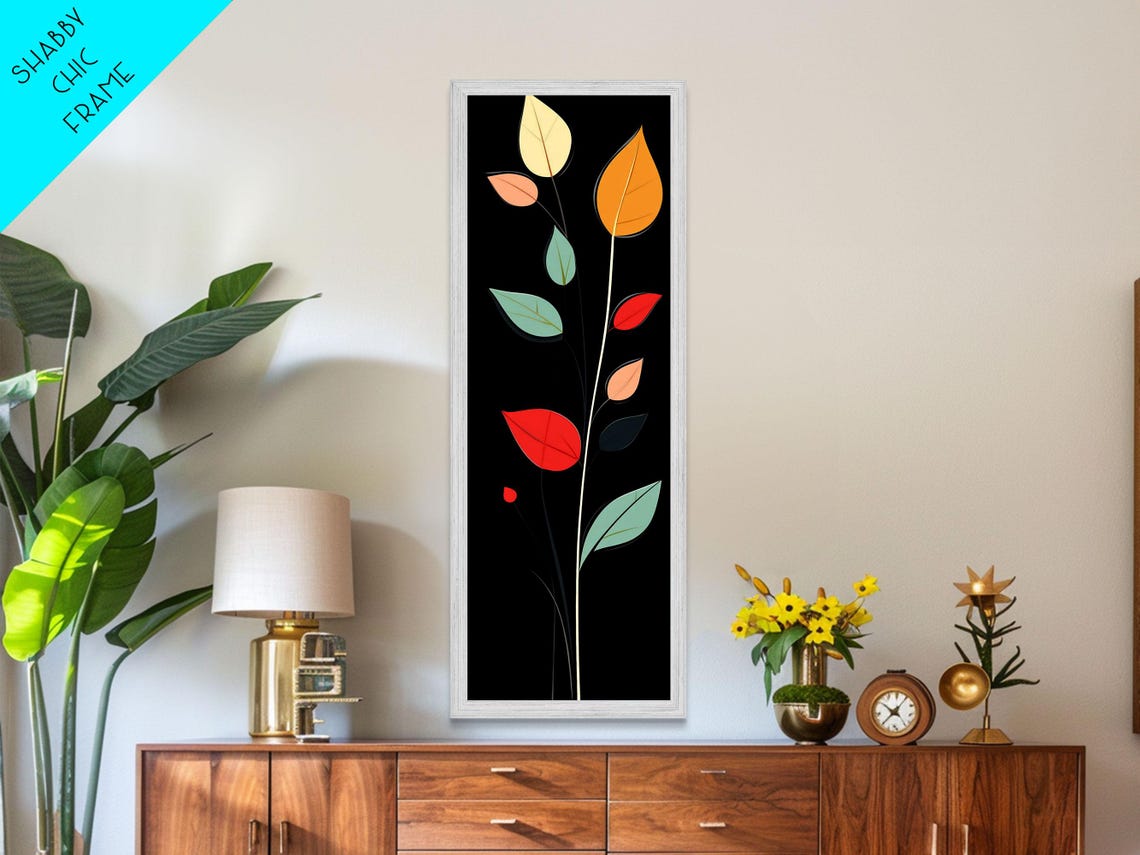 Mid Century Modern Colorful Leaves Retro Botanical Art Poster