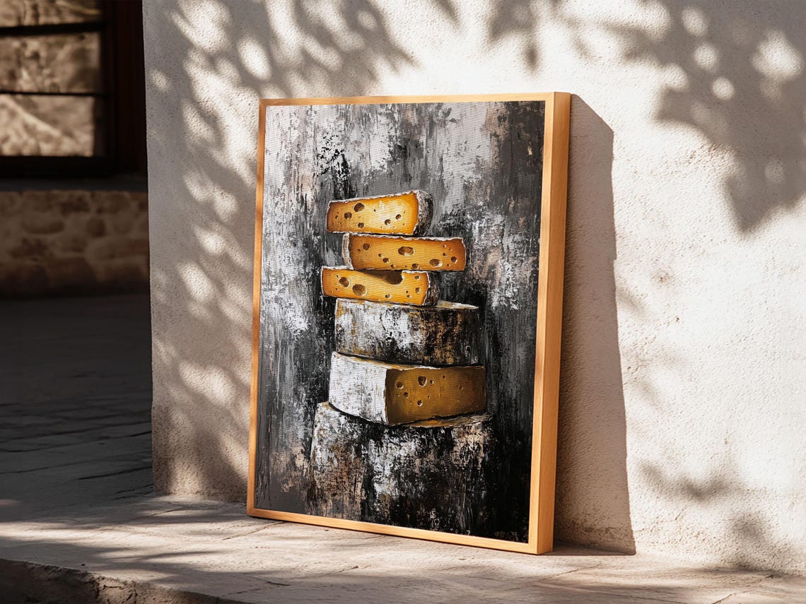 Stack of Aged Cheese Wheels Rustic Still Life Kitchen Wall Art Print - Image 6