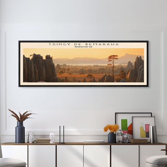 Tsingy De Bemaraha Framed Print Travel Poster Panoramic Wall Art Home Decor Gift For Travel Lover Wall Hanging