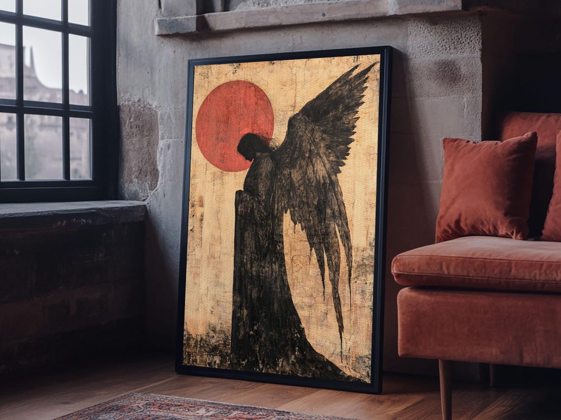 Dark Angel Silhouette Print Gothic Angel Art Prints Moody Abstract Artwork Dark Romance Wall Art Unique Gift Idea - Image 5