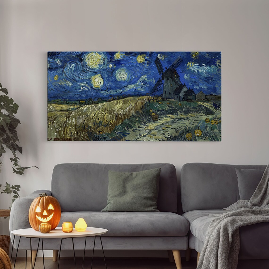 Starry Night Inspired Haunted Wind Mill, Spooky Halloween - Image 4