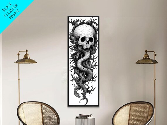 Gothic Skull Entwined With Tree Branches Dark Art Wall Poster