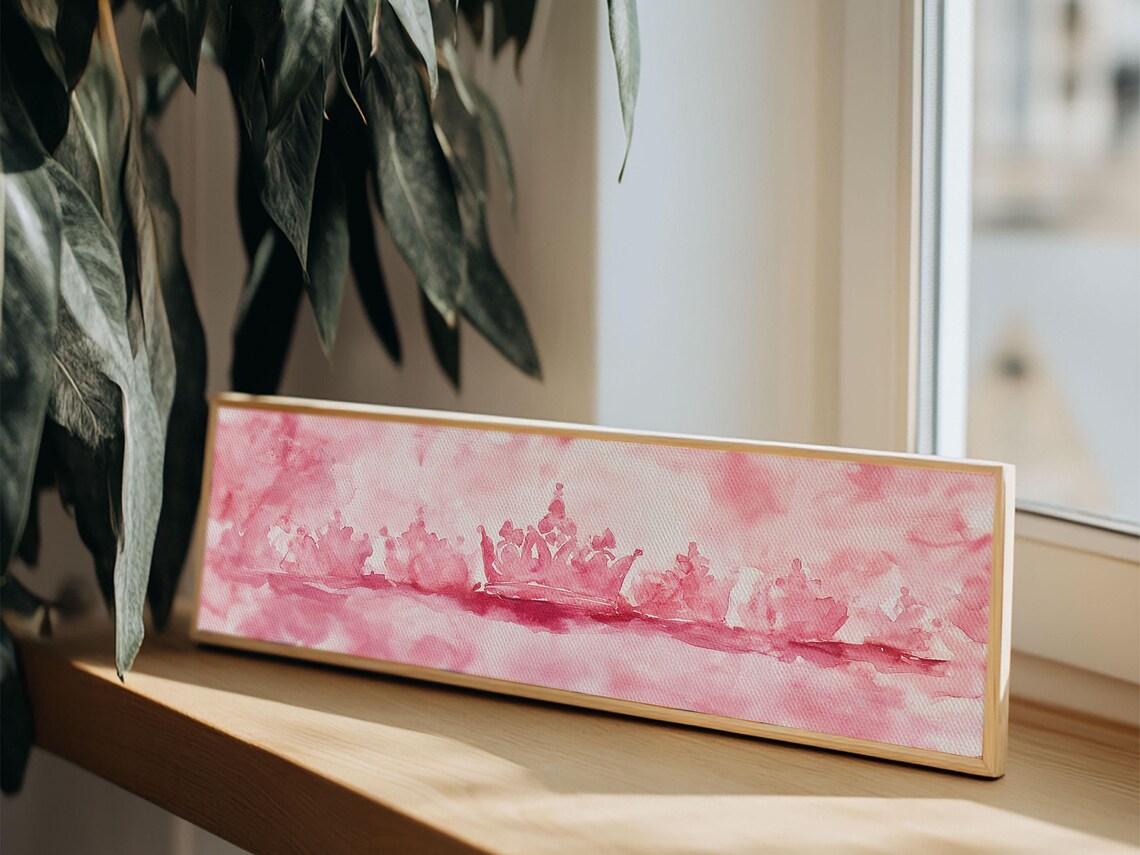 Pink Watercolor Crown Royal Princess Horizontal Dreamy Wall Art Poster - Image 6