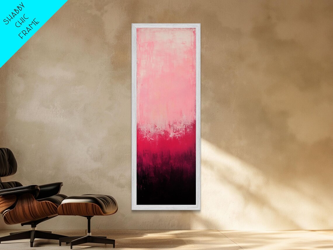 Blush Pink To Black Ombre Gradient Tall Vertical Minimalist Abstract Poster - Image 5