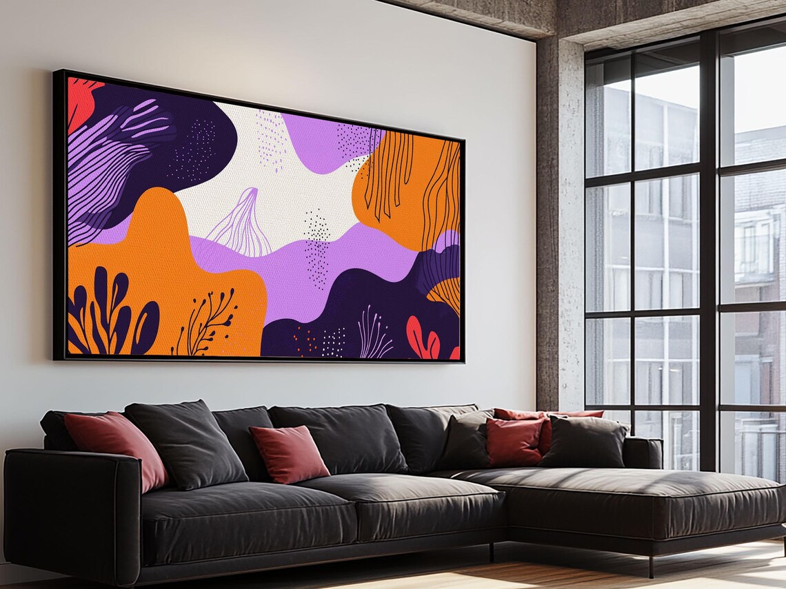 Purple And Orange Preppy Wall Art Framed Print Retro 90s Style Wall Art - Image 2