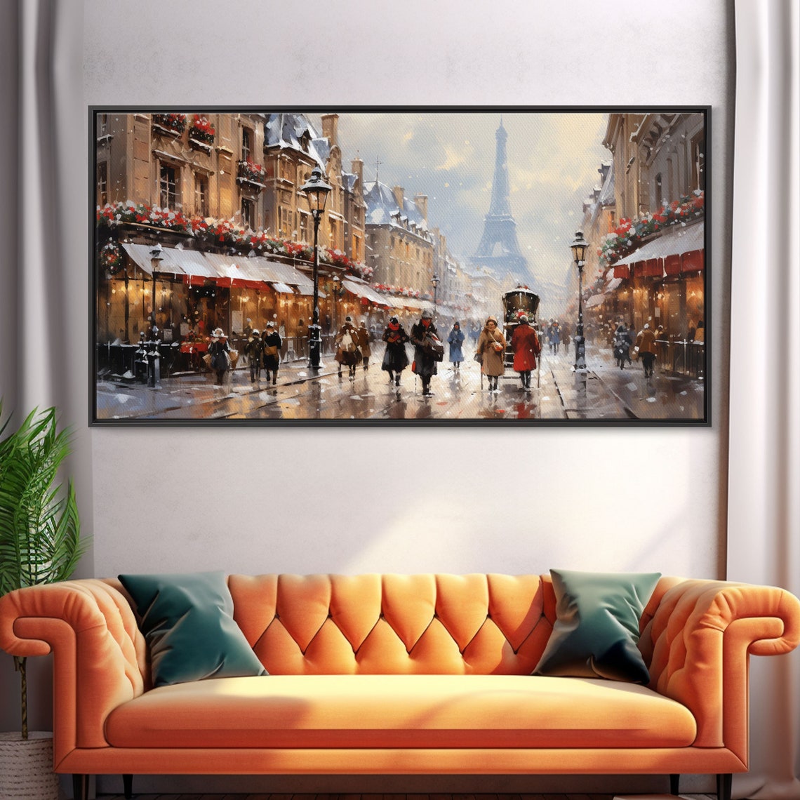 Paris In The Snow Eiffel Tower Christmas Street Scene Poster - Image 5