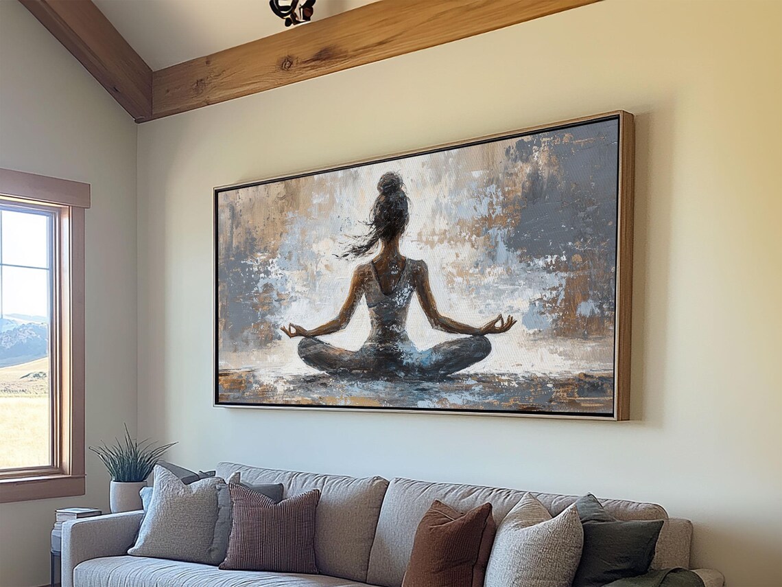 Yoga Pose Zen Meditation Art Print, Neutral Decor