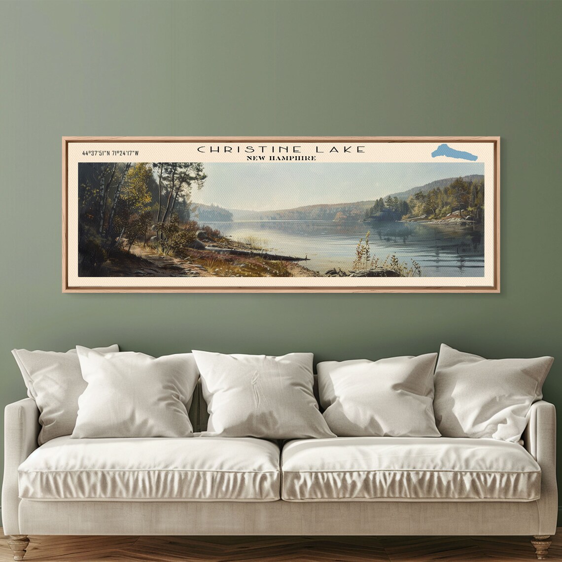 Christine Lake New Hampshire Birch Trees Hillside Sunlit Shore Travel Poster - Image 5