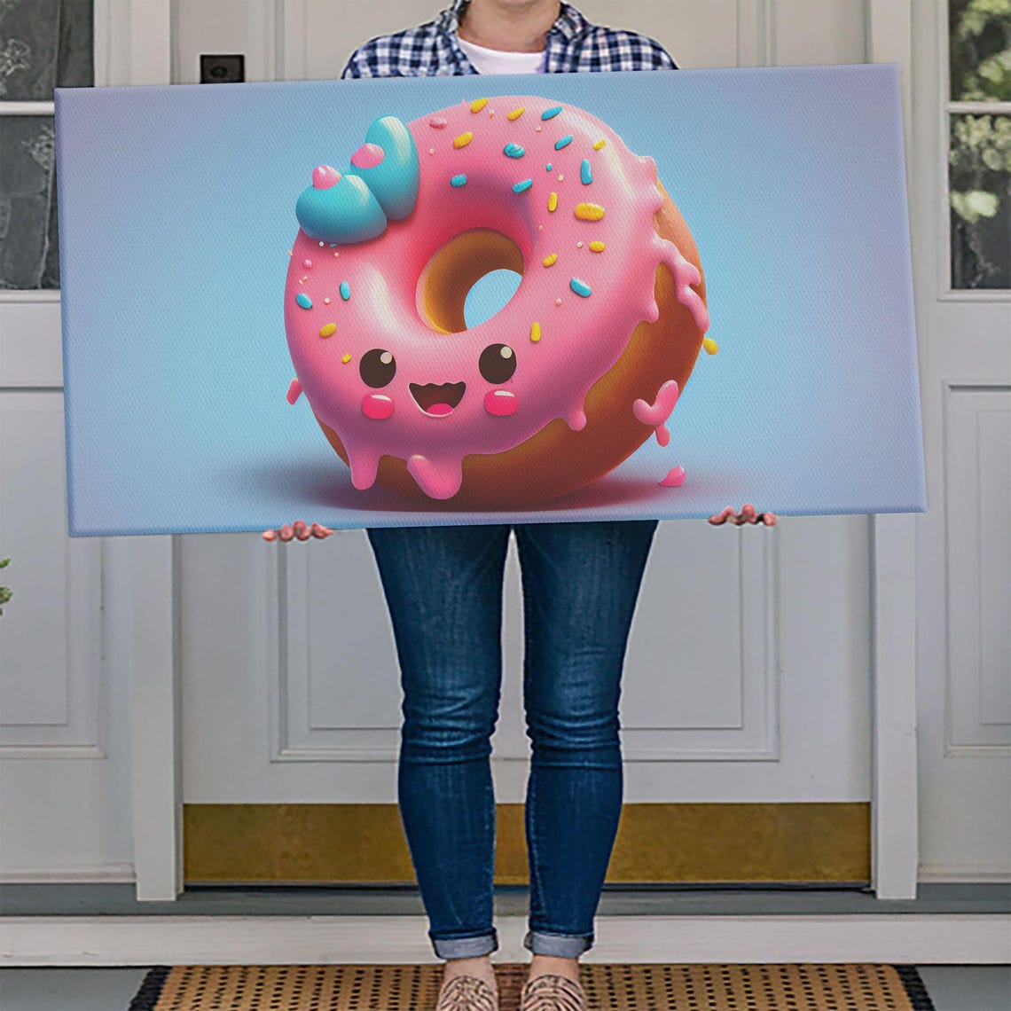 Kawaii Donut Art Framed Print Cute Kawaii Art Anime Style Wall Art - Image 4
