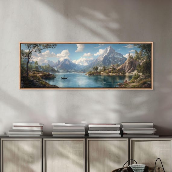 Beautiful Fantasy Panoramic Art Framed Print Fantasy Painting Nursery Or Kids Room Decor Fantasy Castle Painting Wall Art