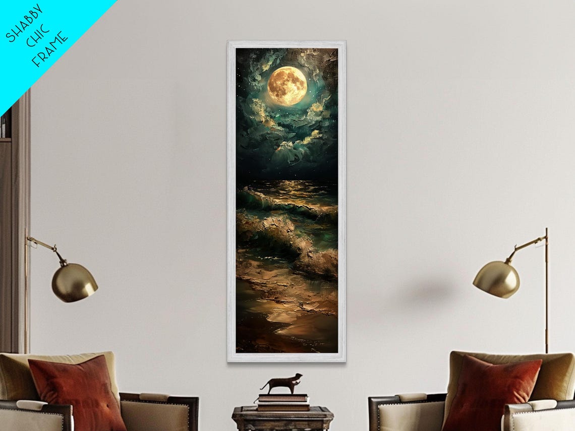 Full Moon Over Ocean Waves Night Sea Moonlight Coastal Travel Poster - Image 5