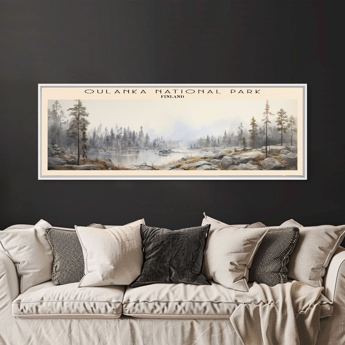 Oulanka National Park Finland Misty River Pine Forest Vintage Travel Poster