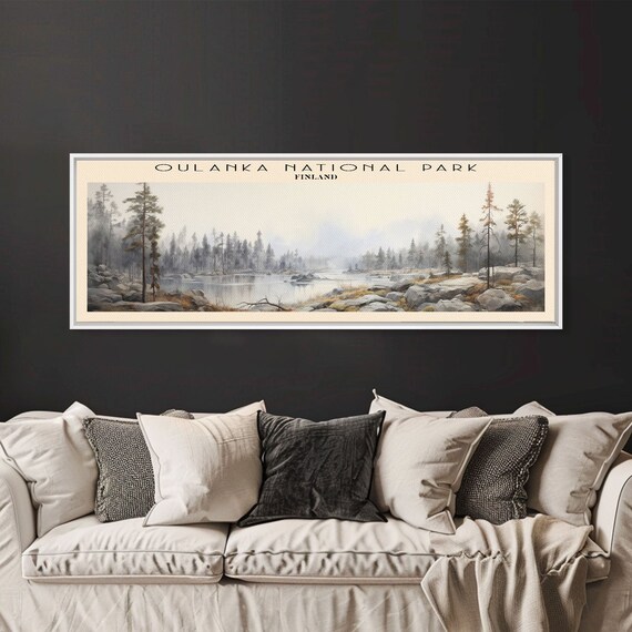 Oulanka National Park Finland Misty River Pine Forest Vintage Travel Poster