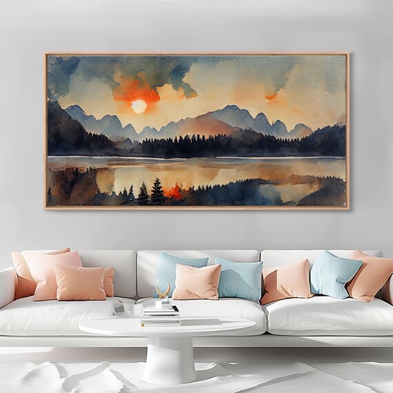 Watercolor Forest Fire Landscape Reproduction Print