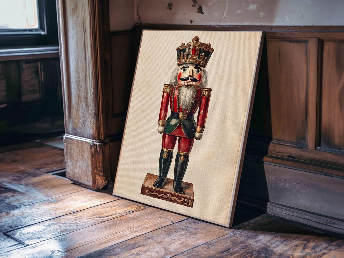 Nutcracker King With Crown Full Body Vintage Christmas Holiday Poster - Image 2