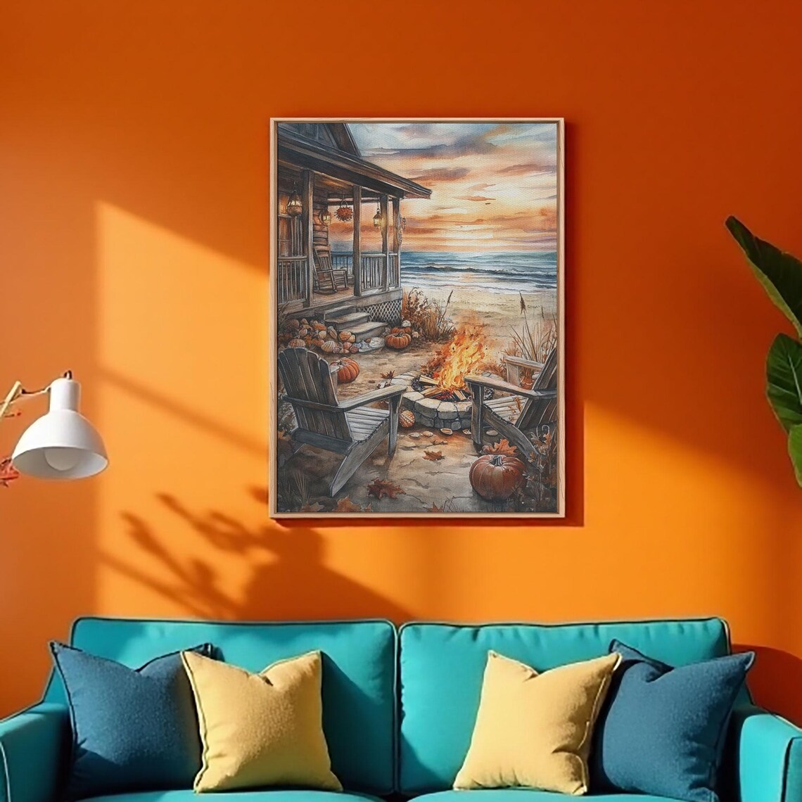 Beach Campfire in Fall, Boho Nautical Art Print - Image 2