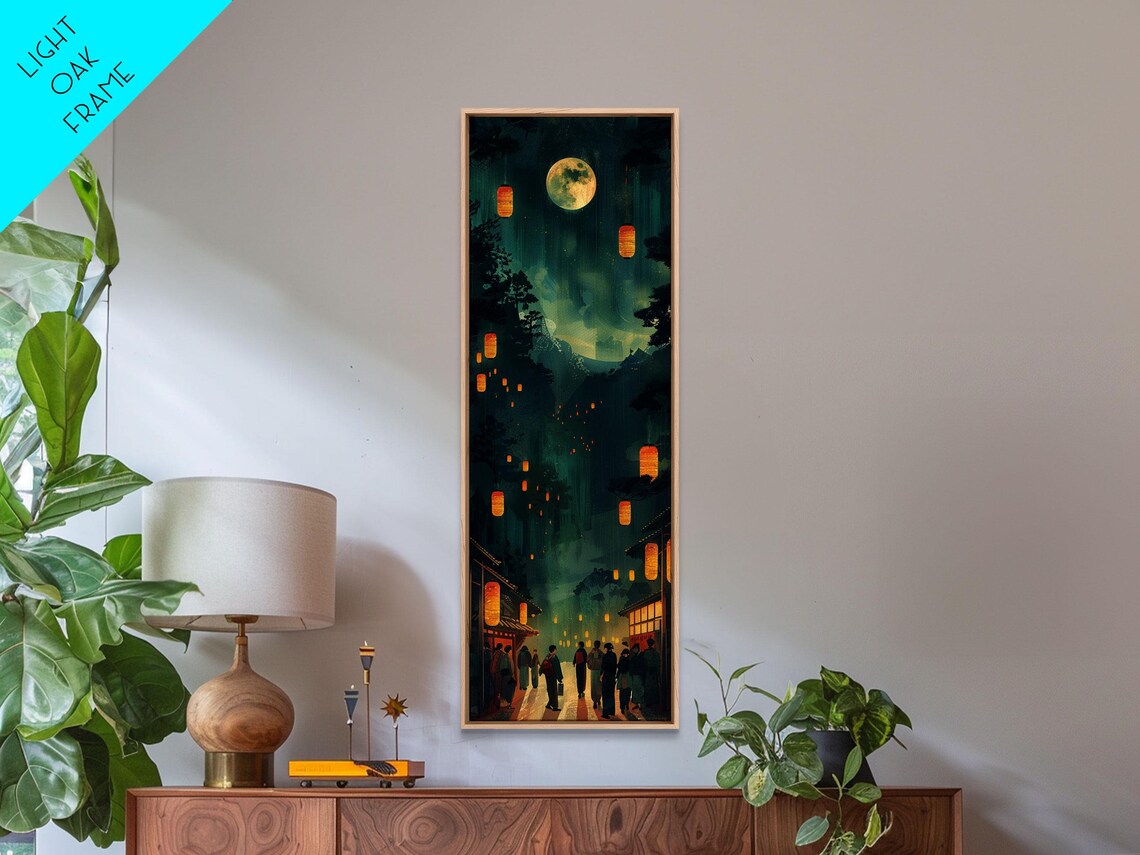 Night Festival Lanterns Street Full Moon Japanese Art Poster - Image 5