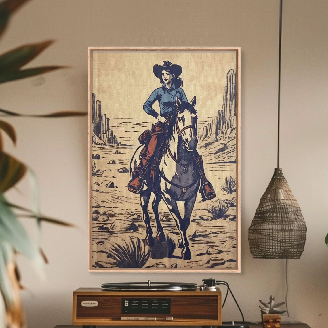 Pretty In Blue Gicle Fine Art Print Western Art Print Western Wall Art Wild West Art Cowgirl Art Cowgirl Print Retro Art Rustic Art - Image 4