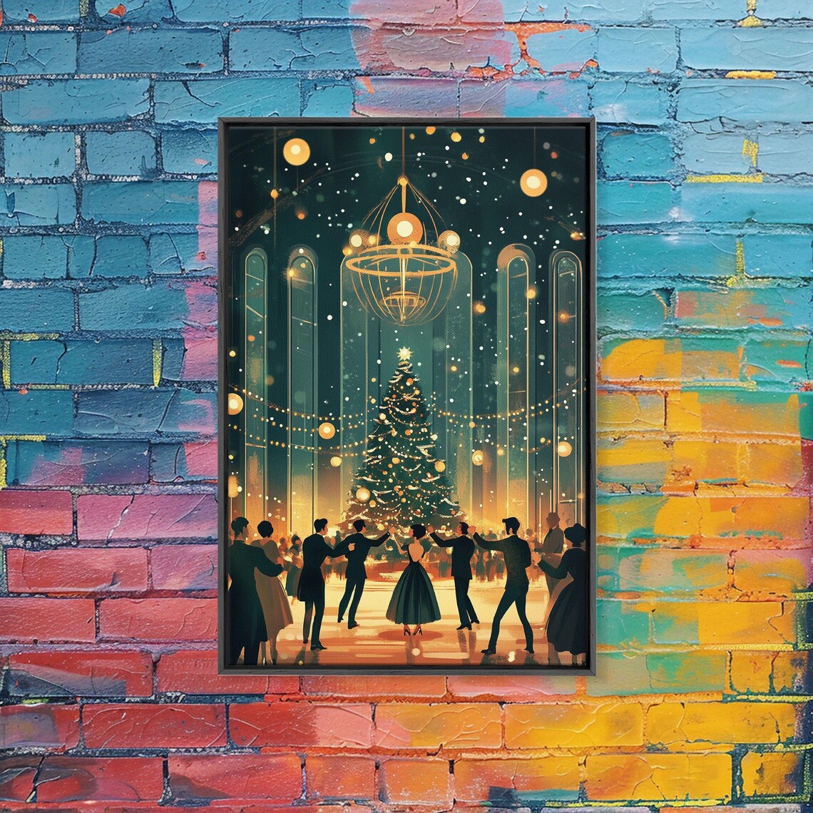 Elegant Ballroom Christmas Dance Scene, Holiday Art Print - Image 5