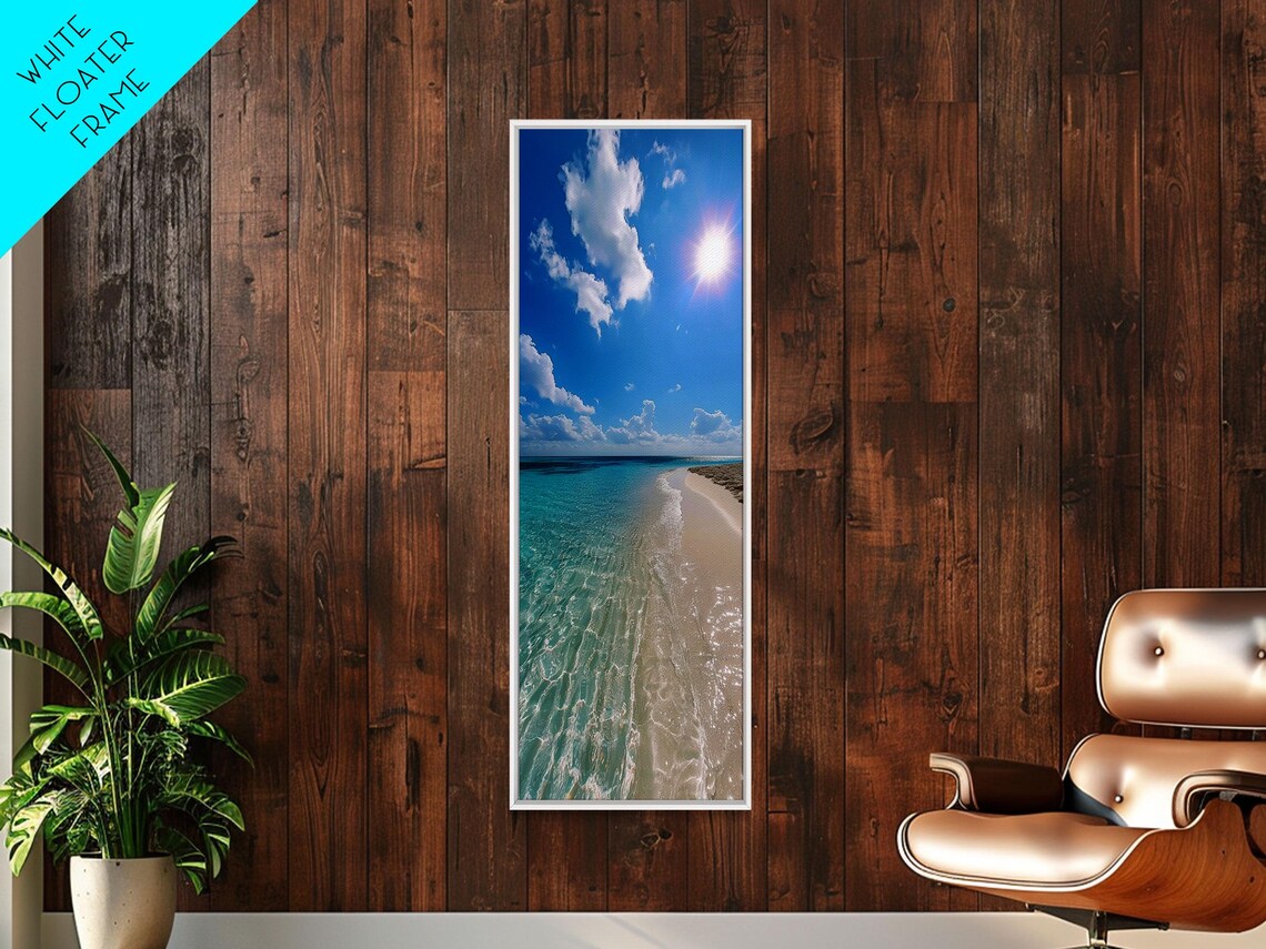 Clear Turquoise Ocean Sandy Beach Bright Sun Tropical Photo Poster - Image 2