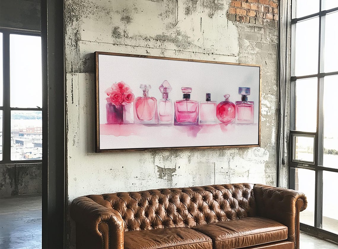 Pink Perfume Bottles Collection Watercolor Vanity Glamour Wall Poster - Image 2