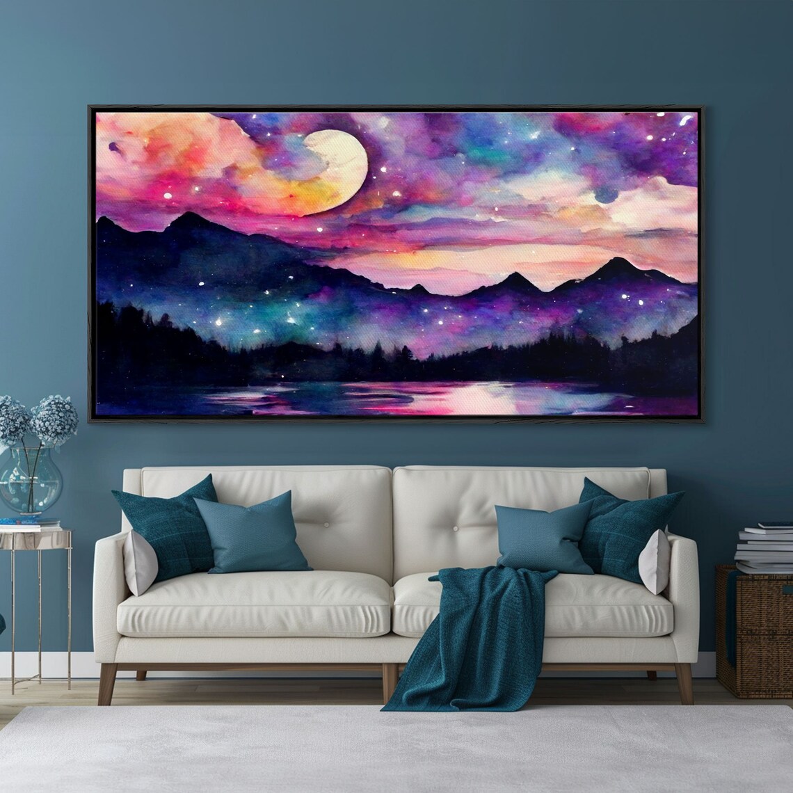Magical Forest Print, Lake Forest Mountains Landscape - Image 5