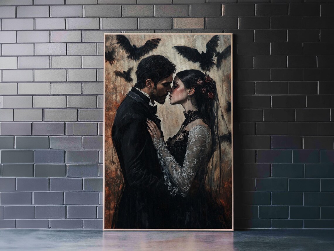 Dark Gothic Romance Couple Embrace Candlelight Fantasy Art Poster - Image 6