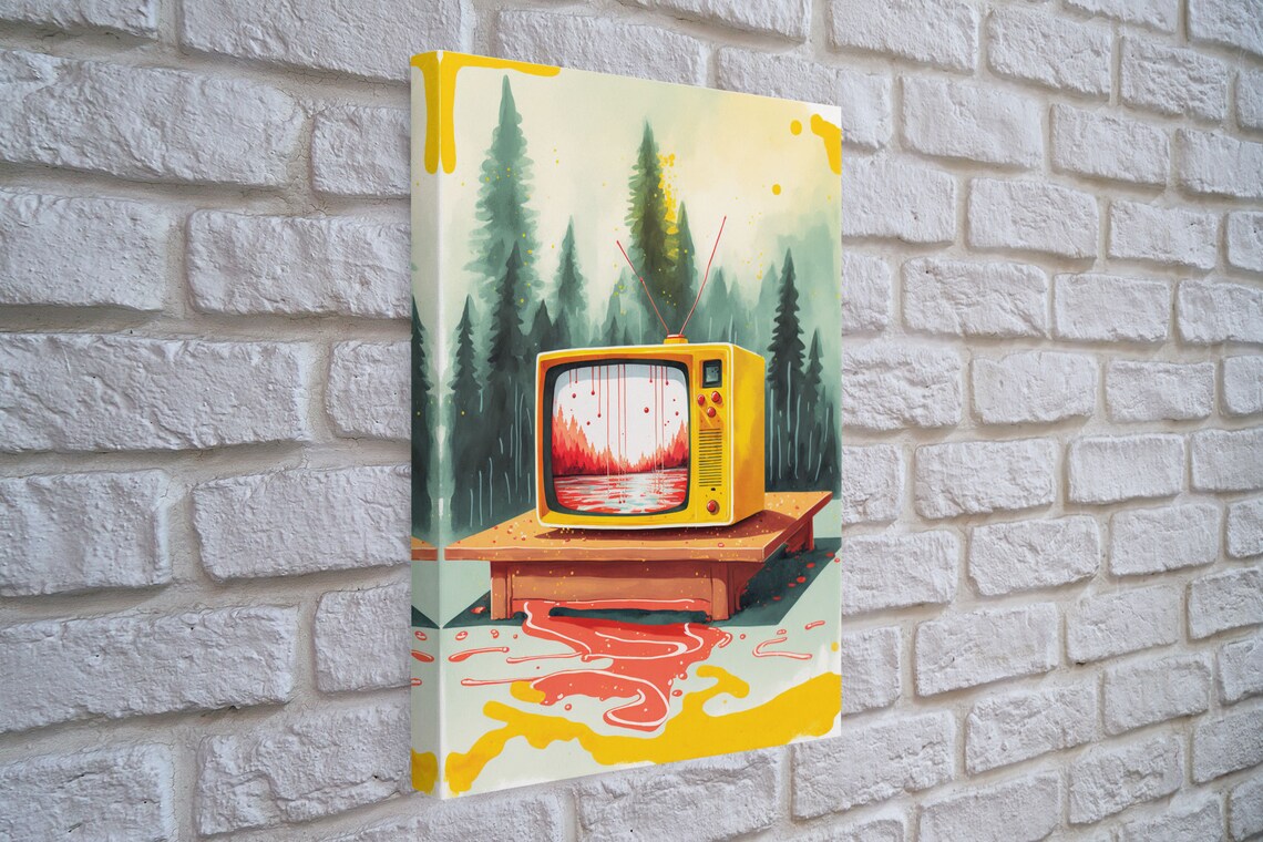 Abstract Surreal Forest TV Art Print, Retro Decor - Image 3