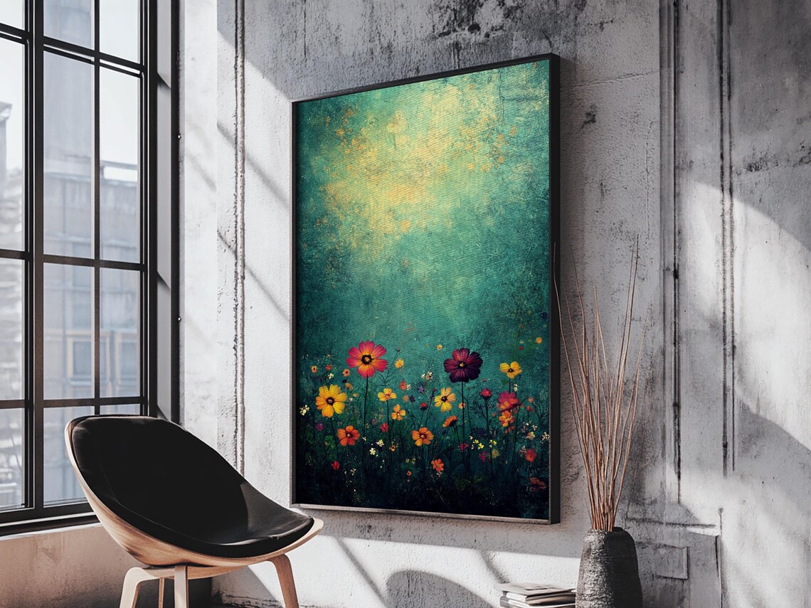 Wildflower Boho Minimalist Wall Art Print for Home Decor - Image 2
