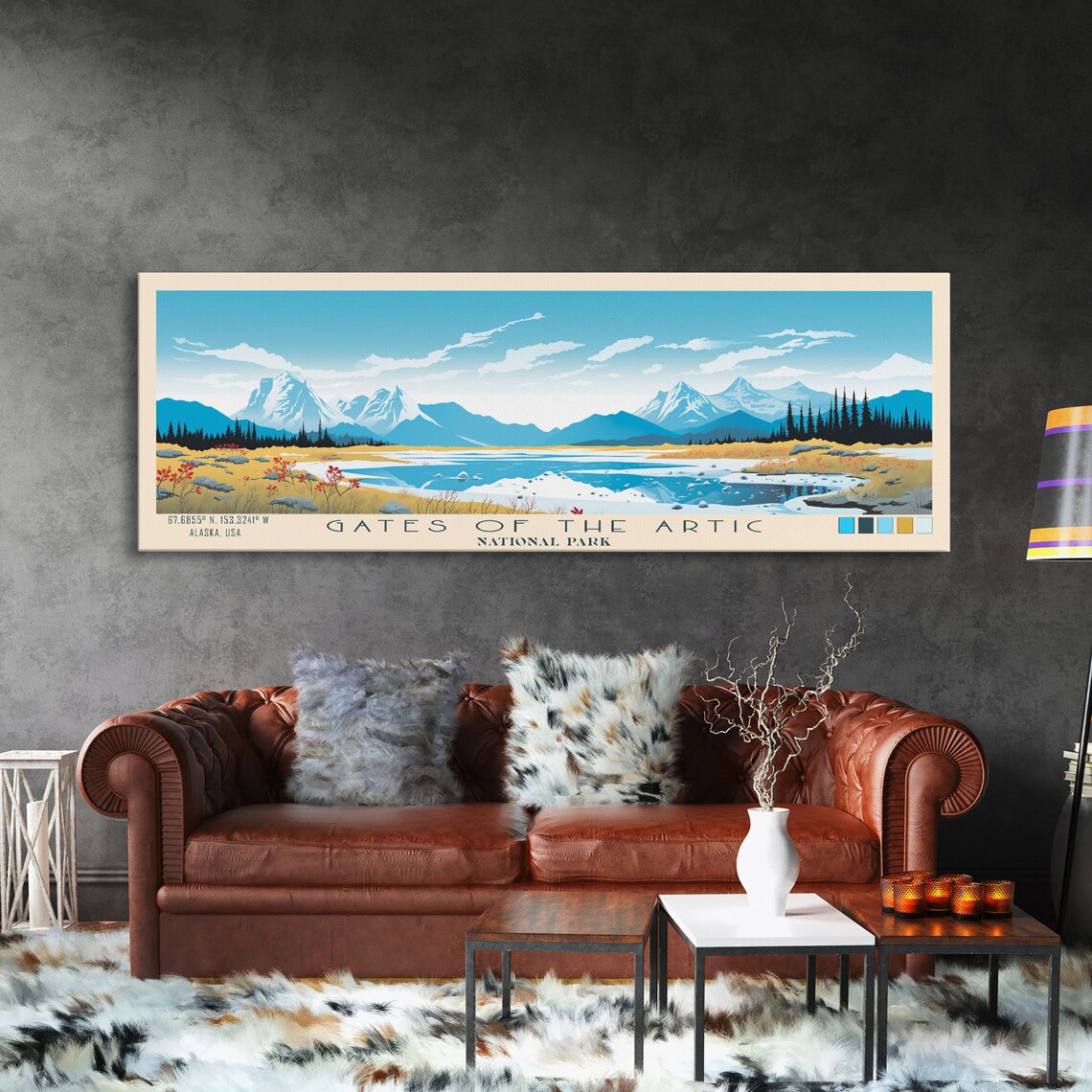 Gates Of The Arctic National Park Panoramic Alaska Travel Art National Park Print Minimalist Travel Art Midcentury Modern Style Landscape - Image 3