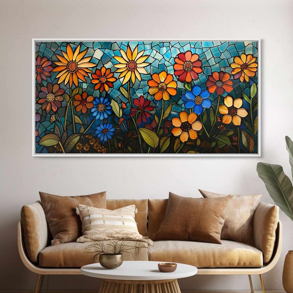 Stained Glass Wildflowers Sunflowers Daisies Mosaic Bloom Art Poster - Image 6
