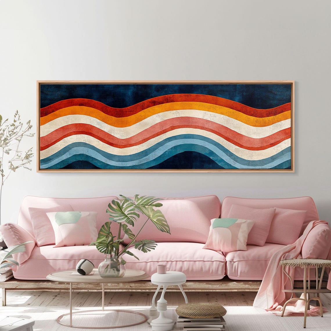 Rainbow Wave Stripes Retro Abstract Colorful Panoramic Art Poster - Image 5